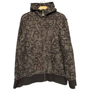 CCS Vintage Men’s Size L Brown Black Skateboarding Full Zip Hoodie Sweatshirt